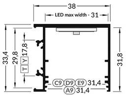 Profiles for LED modules; surface; white; L: 2m; aluminium