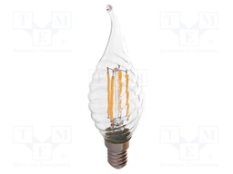 LED lamp; white warm; E14; 220÷240VAC; 400lm; P: 4W; 300°; 3000K
