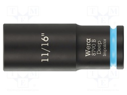 Socket; 6-angles,inch,socket spanner,impact; HEX 11/16"; 3/8"