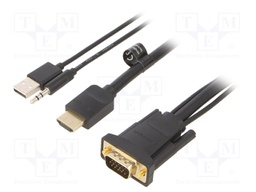 Cable; HDMI 1.4; 1.5m; black; Outside insul.material: PVC; 32AWG