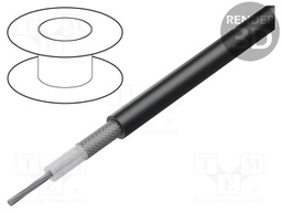 Wire: coaxial; RG58CU; stranded; Cu; PVC; black; 5mm; CPR: Eca