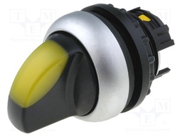 Switch: rotary; Stabl.pos: 1; 22mm; yellow; IP67; Pos: 2; Ø22.5mm
