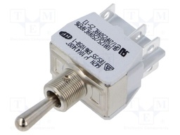 Toggle Switch, (On)-Off-(On), DPDT, Non Illuminated, 600H Series, Panel Mount, 15 A