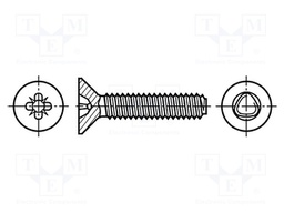 Screw; 3x6; Head: countersunk; Pozidriv; A2 stainless steel