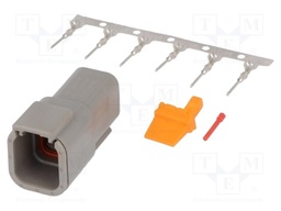 Connector: wire-wire; DTM; plug; male; Size: 20; 0.5÷1.5mm2; PIN: 6
