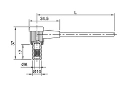 Connection cable; socket angled 6mm; non-insulated; Len: 3m