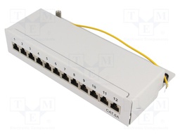 Patch panel; RJ45; Cat: 6a; Colour: grey; IDC; surface-mounted