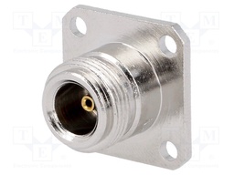 Socket; N; female; straight; 50Ω; soldering; for panel mounting
