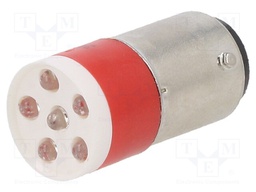 Indicator: LED; BA15D; red; plastic; 24÷28VAC; 24÷28VDC; -20÷60°C
