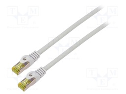Patch cord; S/FTP; 6a; stranded; Cu; LSZH; grey; 3m; 27AWG; Cores: 8