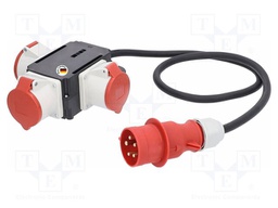 Electric switchboard; 5G6mm2; mobile,with flap; Sockets: 3; black