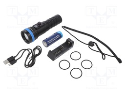 Torch: LED diving; L: 156.2mm; 60/200/650/1600lm; Ø: 33÷46mm; IPX8