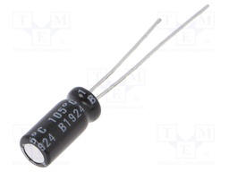 Capacitor: electrolytic; THT; 47uF; 10VDC; Ø5x11mm; Pitch: 2mm; ±20%