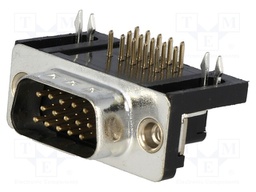 D-Sub HD; PIN: 15; socket; male; Locking: screws; angled 90°; THT