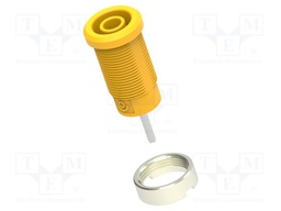 Socket; 4mm banana; 36A; 1kV; yellow; nickel plated; insulated