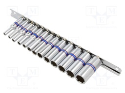 "SOCKET SET 1/4"" 13p. LONG 6 point 4 - 14mm, RAIL"