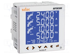 Meter: network parameters; on panel; digital,mounting; LCD