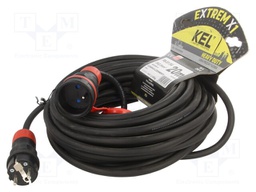 Extension lead; Sockets: 1; rubber; black; 3x2,5mm2; 20m; 16A