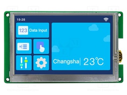 Display: TFT; 4.3"; 480x800; Illumin: LED; 16MBFLASH; RGB; 250cd/m2