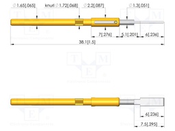 Test needle; Spring compression: 4mm; 5mm; 5A; steel; Ø: 2mm; flat