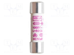 Fuse; Application: PKT-P4395; 500mA; 1kV; 10.3x38mm; 10pcs.
