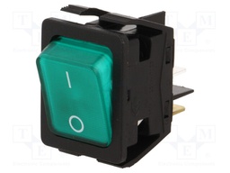 ROCKER; DPST; Pos: 2; OFF-ON; 16A/250VAC; 20A/28VDC; green