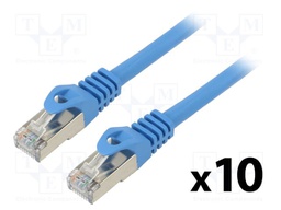 Patch cord; F/UTP; 6; stranded; CCA; PVC; blue; 1m; 26AWG; Cores: 8