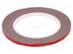 Tape: fixing; W: 6mm; L: 5m; D: 1.1mm; acrylic; grey; max.230°C; 37N/cm