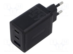 Power supply: switching; mains,plug-in; 5÷20VDC; 65W; black; 3.25A
