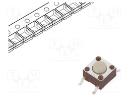 Microswitch TACT; SPST-NO; Pos: 2; 0.05A/50VDC; SMT; 2.55N; 6x6x4mm
