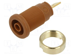 Connector: 4mm banana; socket; 32A; 1kV; brown; gold-plated; 33mm