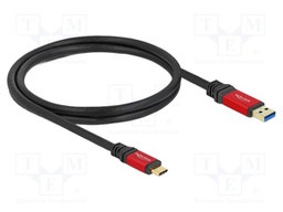 Cable; USB A plug,USB C plug; gold-plated; 1m; black; 24AWG,28AWG