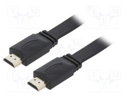 Cable; HDMI 2.0,flat; HDMI plug,both sides; 1m; black; 30AWG