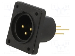 Socket; XLR; male; PIN: 3; straight; sealed; flange (4 holes),screw
