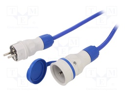 Extension lead; Sockets: 1; PUR; blue; 3x2,5mm2; 10m; 16A