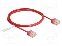 Patch cord; U/UTP; Cat: 6; RJ45 plug,both sides; 1m; PVC; red; 32AWG