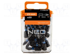 Kit: screwdriver bits; Pozidriv®; 25mm; PZ1; impact; 20pcs.