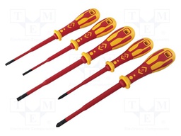 Kit: screwdrivers; insulated; 1kVAC; Pozidriv®,slot; 5pcs.