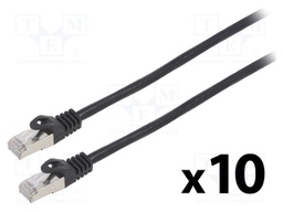 Patch cord; F/UTP; 6; stranded; CCA; PVC; black; 0.25m; 26AWG; 10pcs.