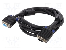 Cable; D-Sub 15pin socket,D-Sub 15pin plug; 3m; black; 28AWG