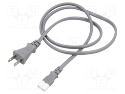 Cable; 2x0.75mm2; IEC C7 female,JIS 8303 plug; PVC; 1m; grey; 7A