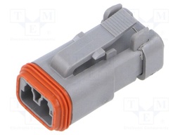 Connector: wire-wire; plug; female; DT; PIN: 2; IP68; for cable; grey
