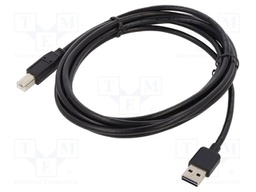 Cable; USB 2.0; USB A plug double sided,USB B plug; 3m; black