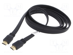 Cable; HDMI 2.0,flat; HDMI plug,both sides; PVC; 1.8m; black