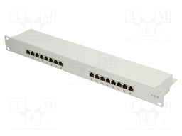 Patch panel; RJ45; Cat: 6; RACK; Colour: grey; Number of ports: 16