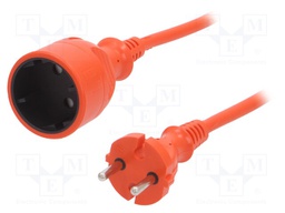 Extension lead; Sockets: 1; PVC; orange; 2x1mm2; 10m; 10A