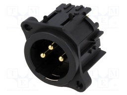 Socket; XLR; male; PIN: 3; straight; screw; THT; gold-plated; 133V; 6A