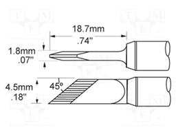 Tip; knife,elongated; 4.5mm; 421°C; for soldering station