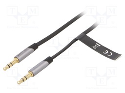 Cable; Jack 3.5mm plug,both sides; 2m; Plating: gold-plated