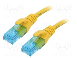 Patch cord; U/UTP; 5e; stranded; CCA; PVC; yellow; 0.25m; 26AWG